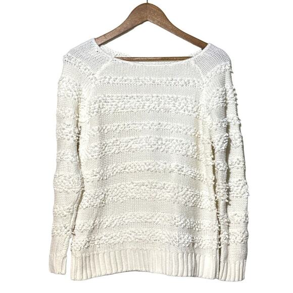 Lou & Grey Loop Stitched Knit White Sweater Raglan Sleeve Women’s XS - Picture 2 of 7